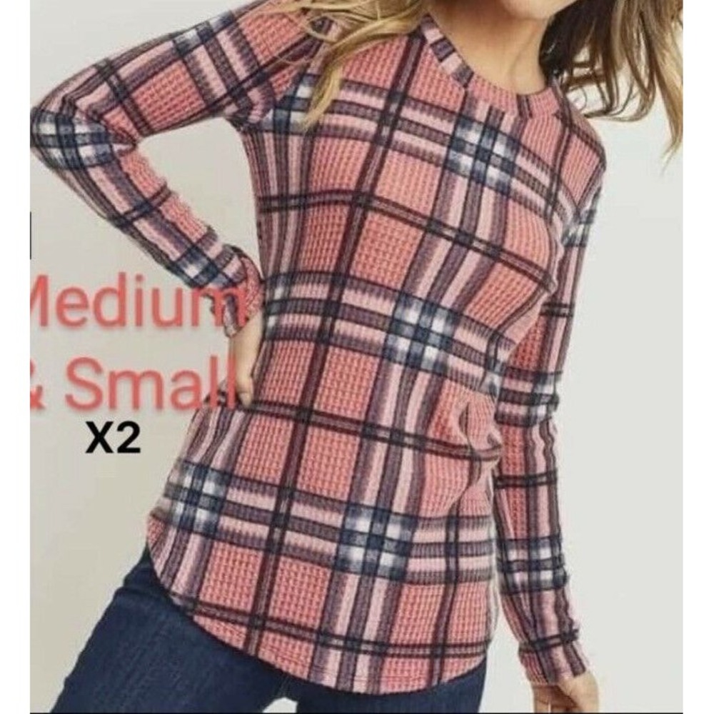 Cherish Women's Flannel Shirt‎ Size Small White Pink Long Sleeve NWOT